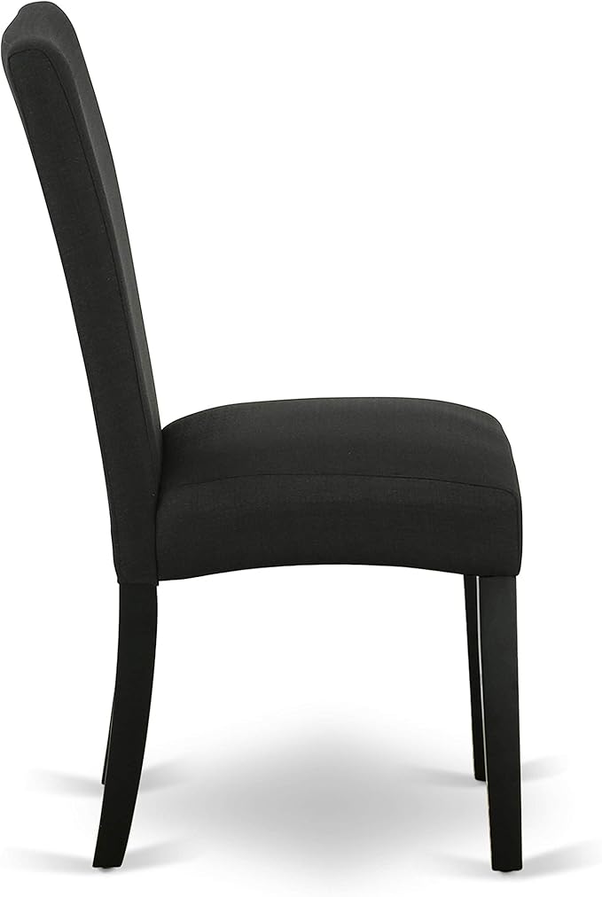 East West Furniture LGDR5-BLK-24 5 Piece Dining Set Includes a Rectangle Dining Room Table with Butterfly Leaf and 4 Black Color Linen Fabric Upholstered Chairs, 42x84 Inch, Black