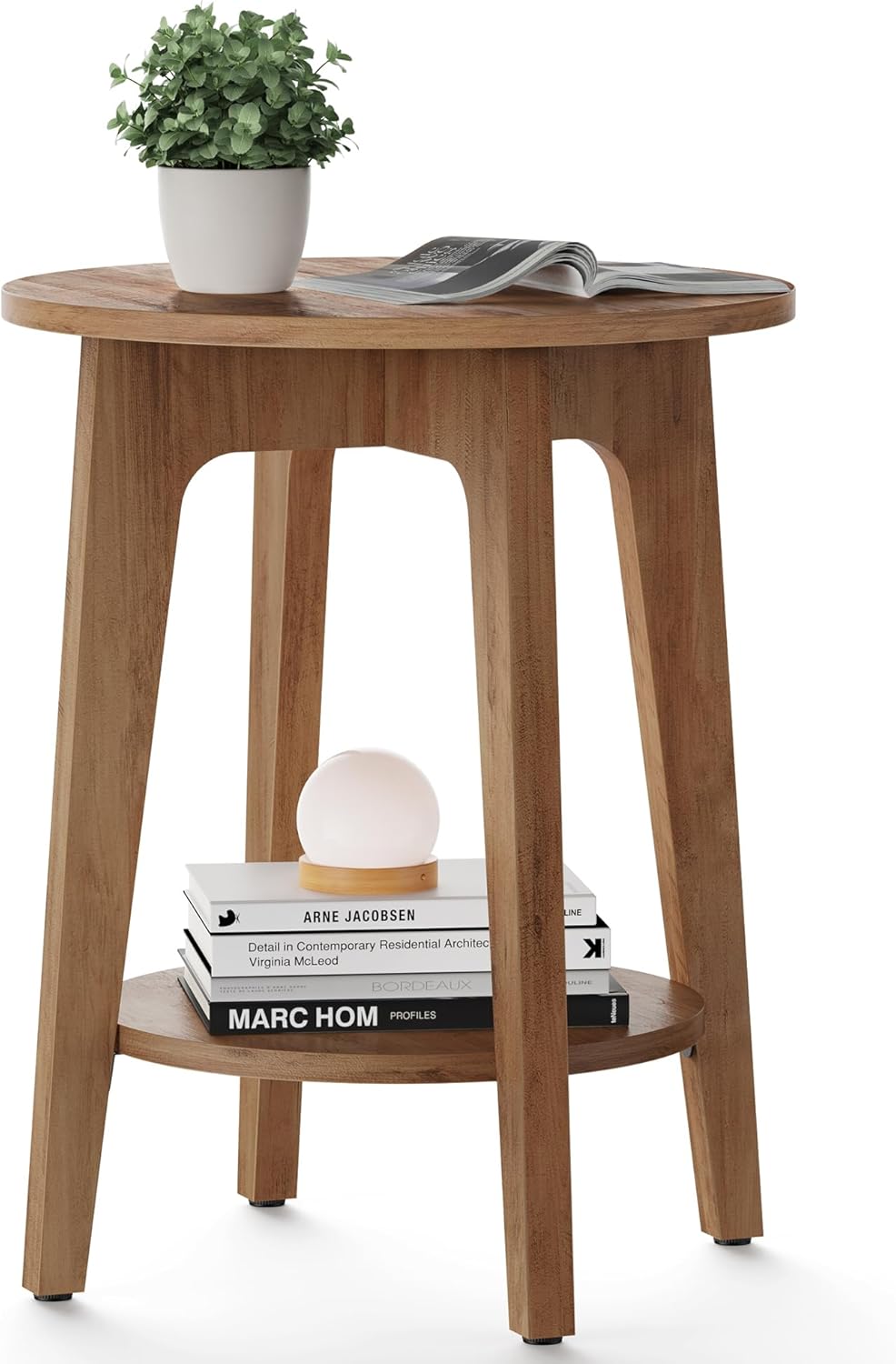 VASAGLE MAEZO Collection - Side Table, 2-Tier Small Round End Table, Nightsta...