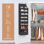 STORAGE MANIAC Over the Door Shoe Organizer Heavy-Duty Large Deep Pocket Hanging Shoe Organizer Shoe Rack Door Closet Shoe Organizer for Wall, Dorm & Narrow Door Storage Shoe Holder Black, 1 Pack