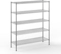 18" Deep x 54" Wide x 64" Height Wire Shelving Kit | 5-Tier | NSF Commercial Storage Rack Unit
