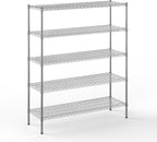 18" Deep x 54" Wide x 64" Height Wire Shelving Kit | 5-Tier | NSF Commercial Storage Rack Unit