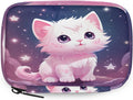 Lovely Cat Starry Sky Pill Organizer Travel Medicine Case with Zipper Daily Vitamin Storage Bag Portable 8 Slot Weekly Pill Box Supplement Holder for Home Office Gym Travel
