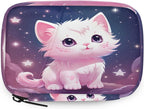 Lovely Cat Starry Sky Pill Organizer Travel Medicine Case with Zipper Daily Vitamin Storage Bag Portable 8 Slot Weekly Pill Box Supplement Holder for Home Office Gym Travel