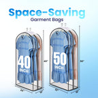 Handy Laundry Clear Garment Bags for Hanging Clothes, 50" Suit Bags with 10" Gusset, Heavy Duty Closet Storage Covers for Coats, Dresses, Shirts, Jackets, Dustproof & Breathable, 4 Pack