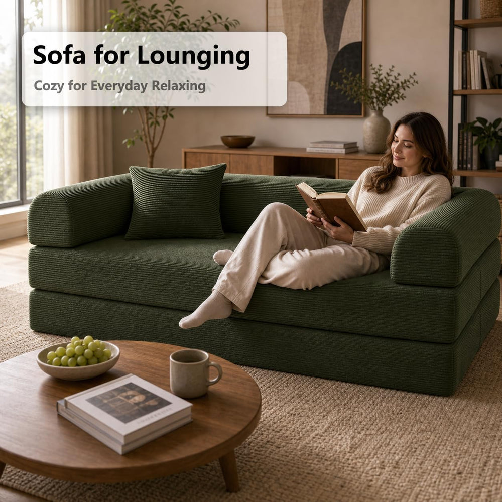 Compressed Modular Sectional Sofa Couch,No Tools Assembly | Convertible bed mode