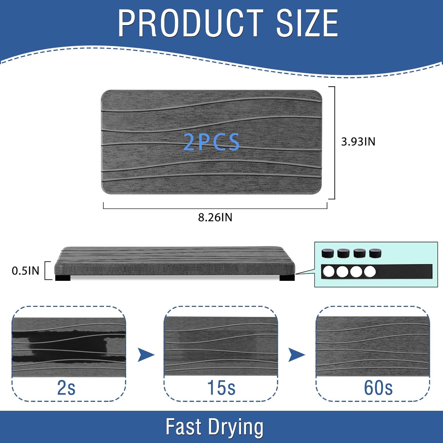 2PCS Water Absorbing Stone Tray, Fast Drying Stone Sink Tray, Water Absorbent Diatomite Trays, Stones Soap Trays, Diatomite Coasters for Kitchen Sink Bathroom Counter, Hand Soap Dish & Holders