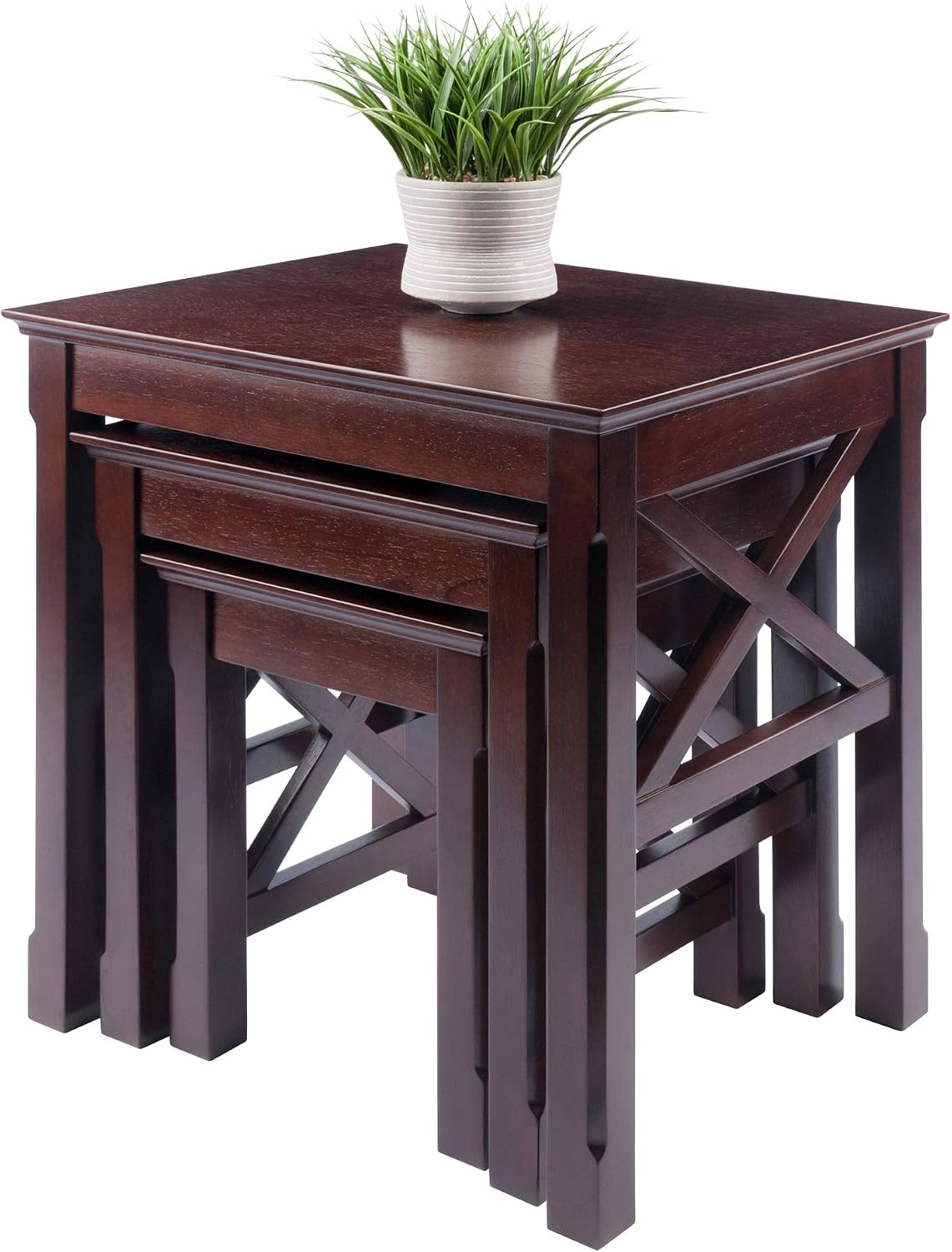 Winsome Xola Nesting Tables, Cappuccino | Small Square Coffee or End Table Set for Bedroom, Living Room, Den, Elegant Furniture for Any Home Decor