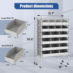 6-Tier Classics Heavy-Duty Bin Rack, Industrial Solid Steel Wire Shelving Storage Unit, Organizer with 20 Bins, Gray, for Garage/Warehouse/Kitchen/Office/Classroom