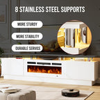 80" Entertainment Center & TV Stand, Modern Media Console with Storage Cabinet, Fits TVs up to 90", Living Room Furniture, 36" Electric Fireplace (All White)