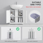 kleankin 23.5" Pedestal Sink Storage Cabinet, Freestanding Bathroom Under Sink Cabinet with U-Shape Cut-Out and Adjustable Shelf, White