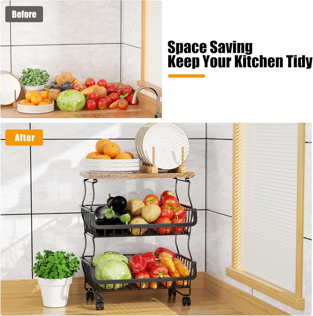 Gsiekare Fruit Vegetable Basket for Kitchen, 5 Tier Stackable Fruit Vegetable...