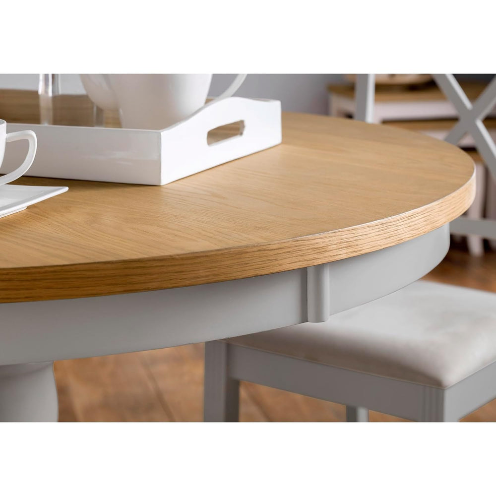 Julian Bowen Davenport Round Pedestal Table, Grey/Oak - H74.5xW106xD106cm | T...