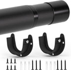 Closet Rod, 17 to 97 Inch Closet Rods for Hanging Clothes, Heavy Duty Adjustable Clothes Hanging Bar Rod Matte Black Closet Poles for Wardrobes, Closet, Bathroom, Windows, 1.3 Inch Diameter