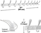 SKOLOO Coat Rack Wall Mounted - 10 Hooks, Heavy Duty, Stainless Steel, Metal Wall Hanger, Sturdy Coat Hooks for Hanging Coats, Jacket, Clothes, Hat, Cold Light Silver