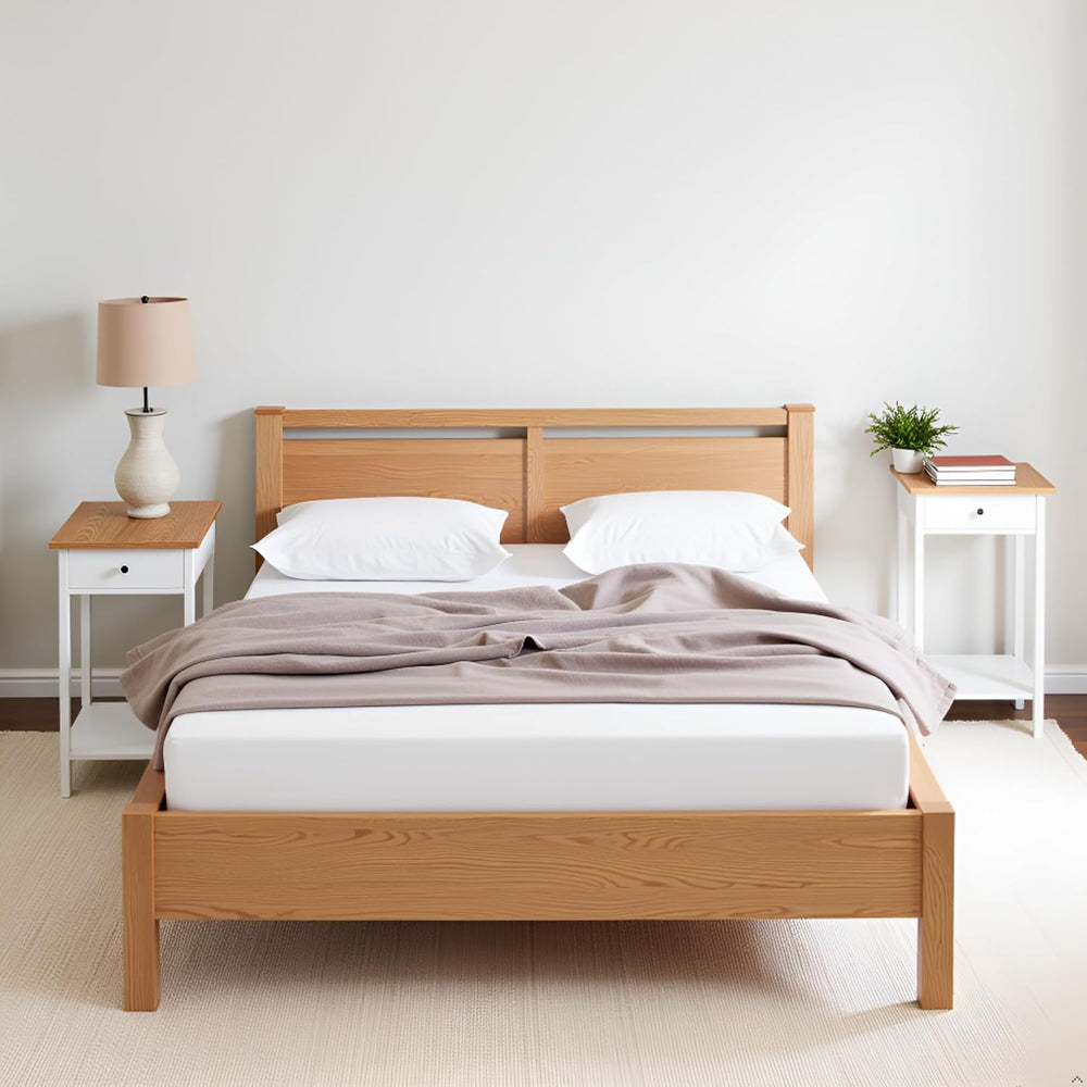 Side Table Set - Small Nightstand Set of 2 with Drawer and Open Storage Shelf...