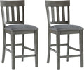 Signature Design by Ashley Hallanden Modern Farmhouse 25.75" Counter Height Upholstered Barstool, Set of 2, Dark Gray