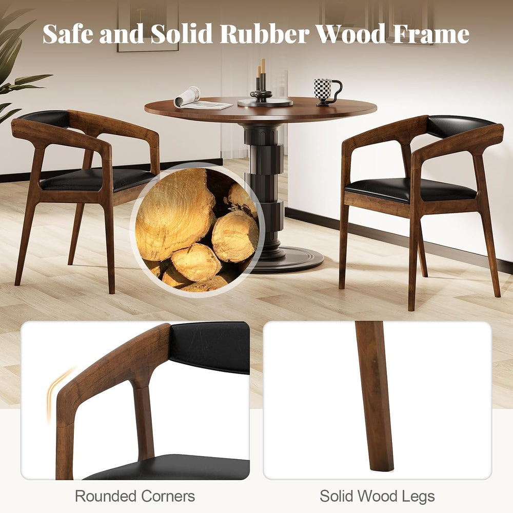 COSTWAY Dining Chairs with Arms and Padded Seat Set of 4, Brown & Black |...
