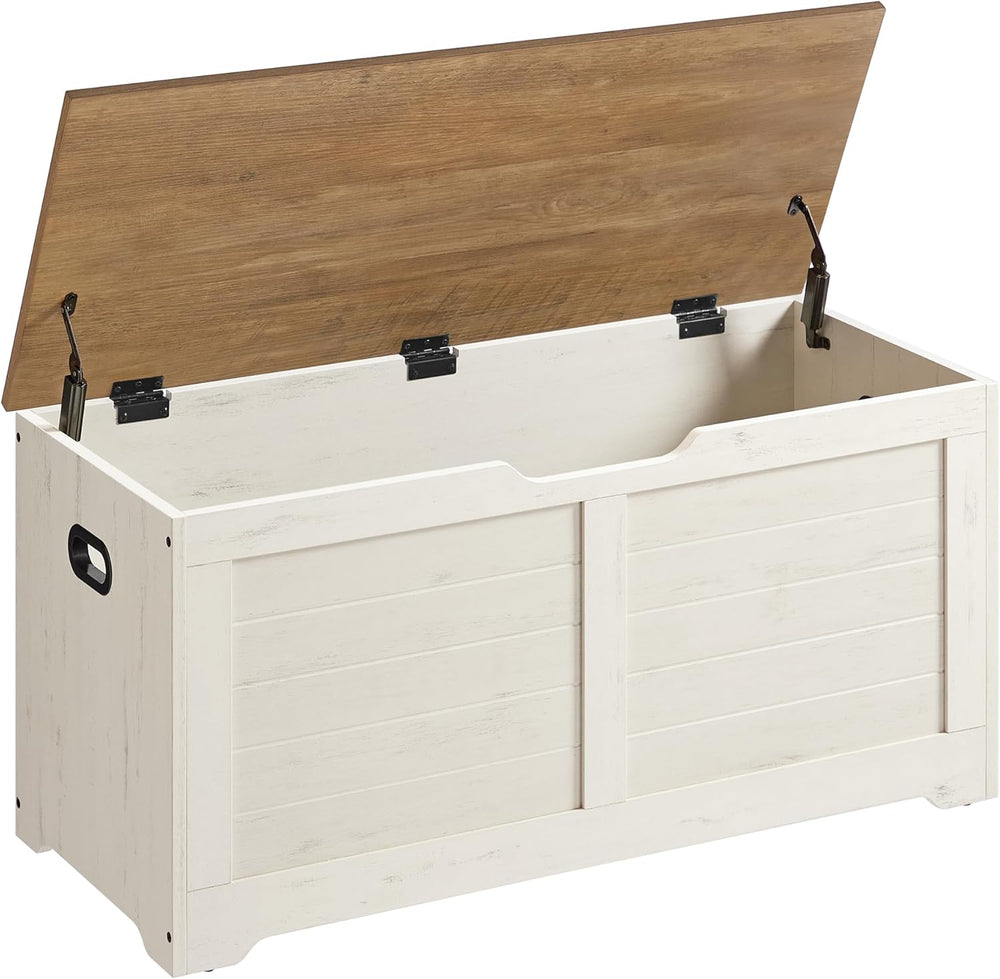 VASAGLE Storage Chest, 39.4 Inches Width Bench with 2 Safety Hinges | Farmhou...