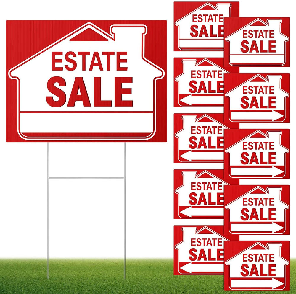 [10 Pack] Estate Sale Signs Set,17 x 13 Inch Estate Sale Yard Signs with Doub...