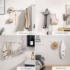 Coat Rack Wall Mount White, 4 Hooks Rack Metal Coat Hanger Wall for Hanging Hat Purse and Robes, Towel Hook for Bathrooms and Entryway (1 Pack)