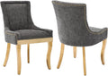Dining Chairs Set of 2, Kitchen & Dining Room Chairs, Chenille Fabric Upholstered Dinning Chairs, Sillas De Comedor, Nailhead Trim, Metal Legs (Grey, 2 Pcs)