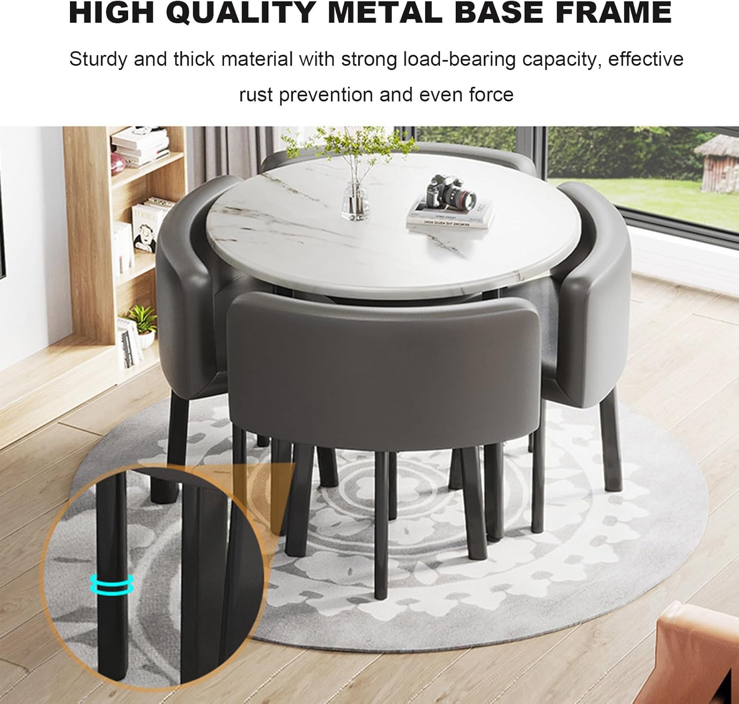 Reception Desk for Spaces with Lockable Drawer, Compact Office Counter Desk Counter Modern Front Lockable Drawers,Modern Round Dining Table Set with 4 Chairs 80cm Square Conference Table and