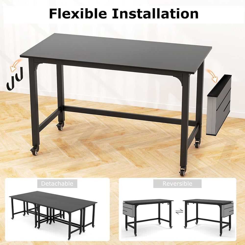Tangkula Conference Room Table Set of 2, Mobile Computer Desk