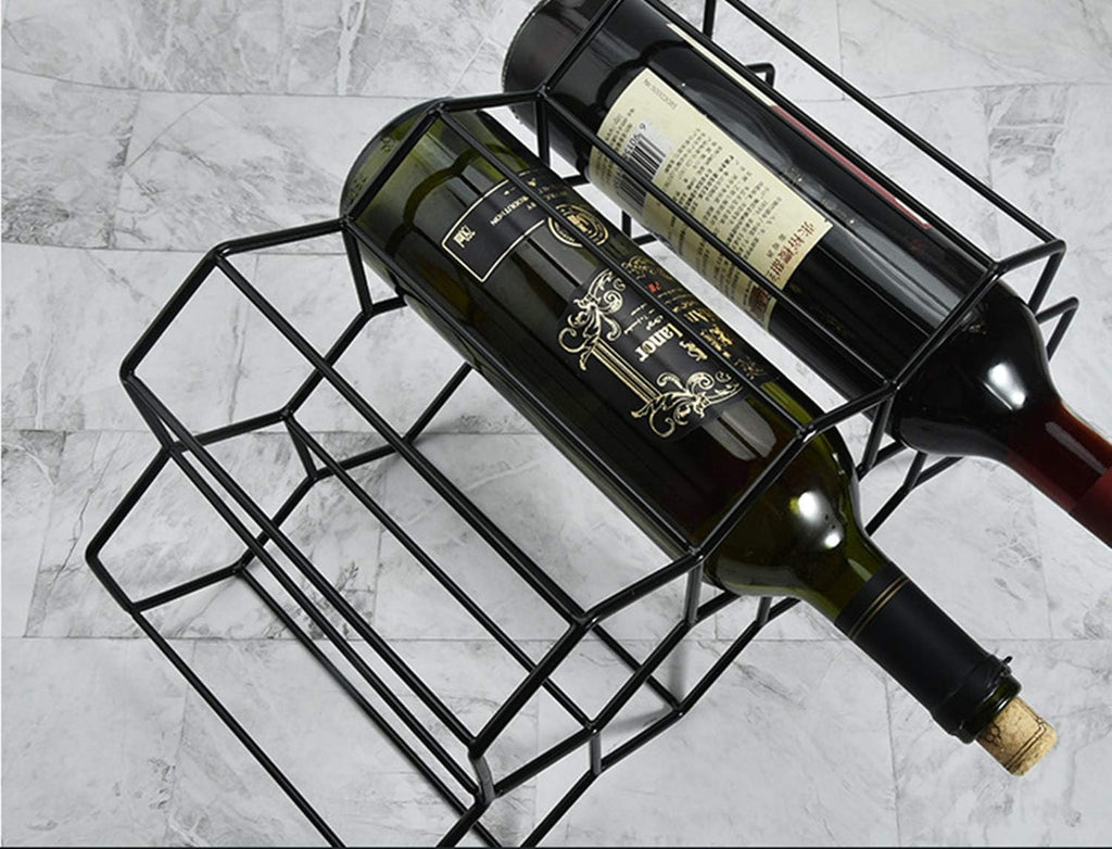 KirinRen Black Metal Wine Rack Freestanding, Tabletop Wine Rack Holder, Countertop Wine Bottle Holder (Black)