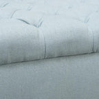 Elegant Fabric Storage Ottoman Bench with Button-Tufted Diamond Stitching and Rolled Arms for Living Room or Bedroom (Wheat + Fabric)