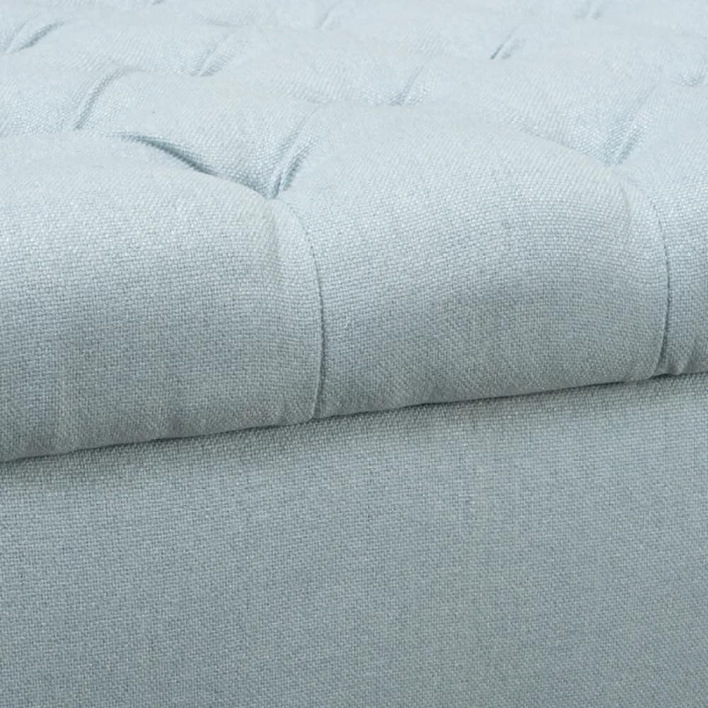 Elegant Fabric Storage Ottoman Bench with Button-Tufted Diamond Stitching and Rolled Arms for Living Room or Bedroom (Wheat + Fabric)