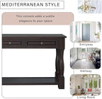 Merax 64" Classic Wood Console Table with Drawers and Bottom Shelf for Entryway Hallway Living Room (Espresso)