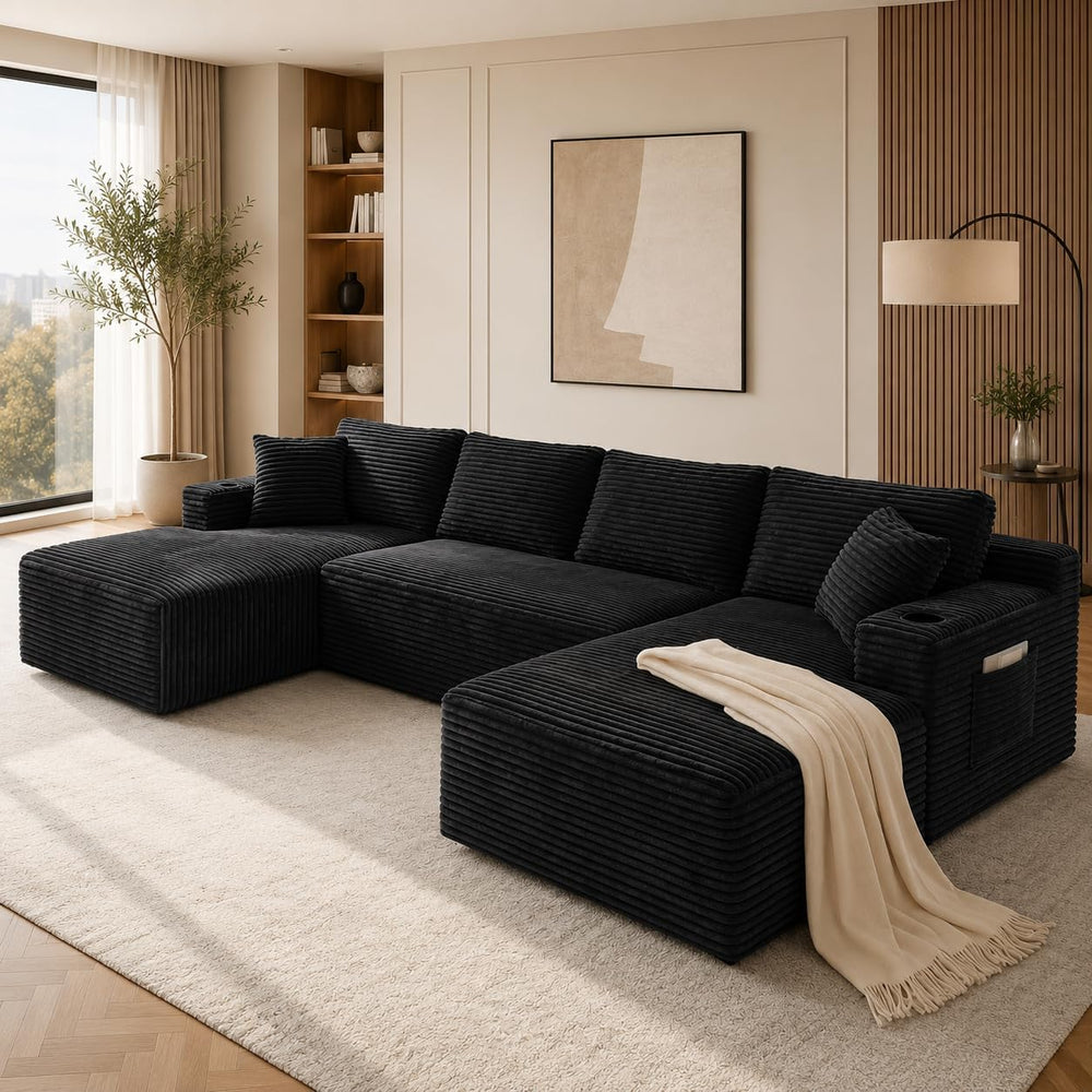 134 Inch Modular Sectional Sleeper Sofa, Cloud Couch for Living Room, U Shape...