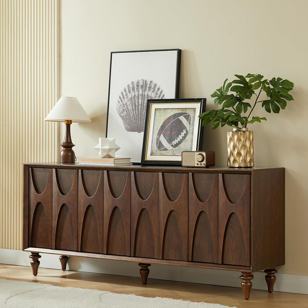 LKTART 62.99" Sideboard Buffet Cabinet with Storage, Solid Wood Kitchen ...