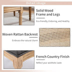 French Country Dining Chairs Set of 4, Gray Kitchen & Dining Room Chairs Set of 4, Rattan Dining Chairs, Cane Back, Wood Legs, Sillas De Comedor (Rattan, Grey, 4Pcs)