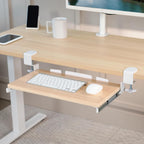 VIVO Small Clamp-on Computer Keyboard and Mouse Under Desk Slider Tray, 20 x 11 inch Pull Out Platform Drawer, Light Wood, MOUNT-KB05ES-A