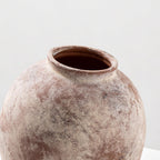 Large Ceramic Vase - 9.8 Inch Rustic Farmhouse Flower Vaase | Round decorative pottery vase for home decor, living room table, entryway, bookshelf, mantel & fireplace