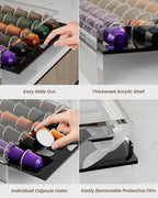 Storage Drawer for Nespresso Original Line， Coffee Pod Holder for Counter Acrylic Coffee Capsule Organizer - 40 Pods