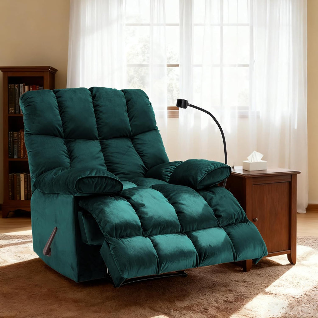 Manual Adjustable Oversized Recliner Chair with Phone Holder, Extra Large Recliner for Heavy Duty Adults 400lbs, Big Man Recliners for Living Room, Nursery, RV
