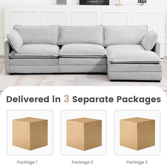 ROWHY Oversized Modular Sectional Sofa with Movable Ottoman, 112 Inch 4 Seat ...