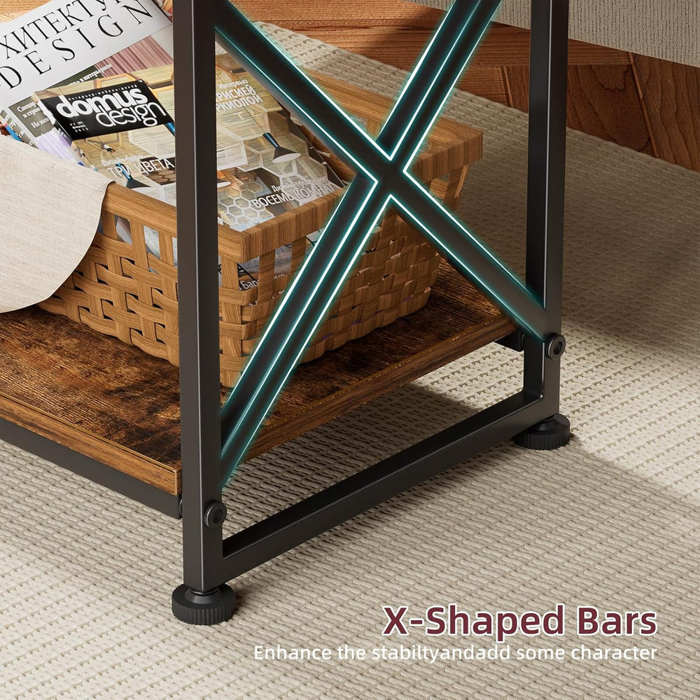 Simple Trending Side Table, End Table with 3 Tiers Open Shelves, Bedside Tabl...
