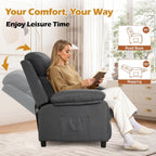 Korser Recliner Chair, Living Room Chairs for Adults, Padded Deep Seat Reading Chair with Side Pockets, Small Recliners for Small Spaces, Lounge Chair for Living Room, Bedroom, and RV (Linen)