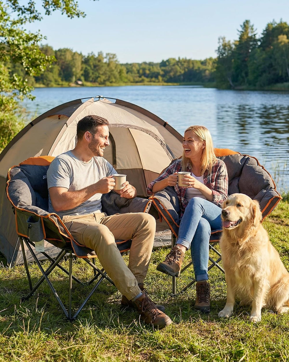 Upgrade Oversized Padded Camping Chair with Adjustable Cup Holder,Weight Capa...
