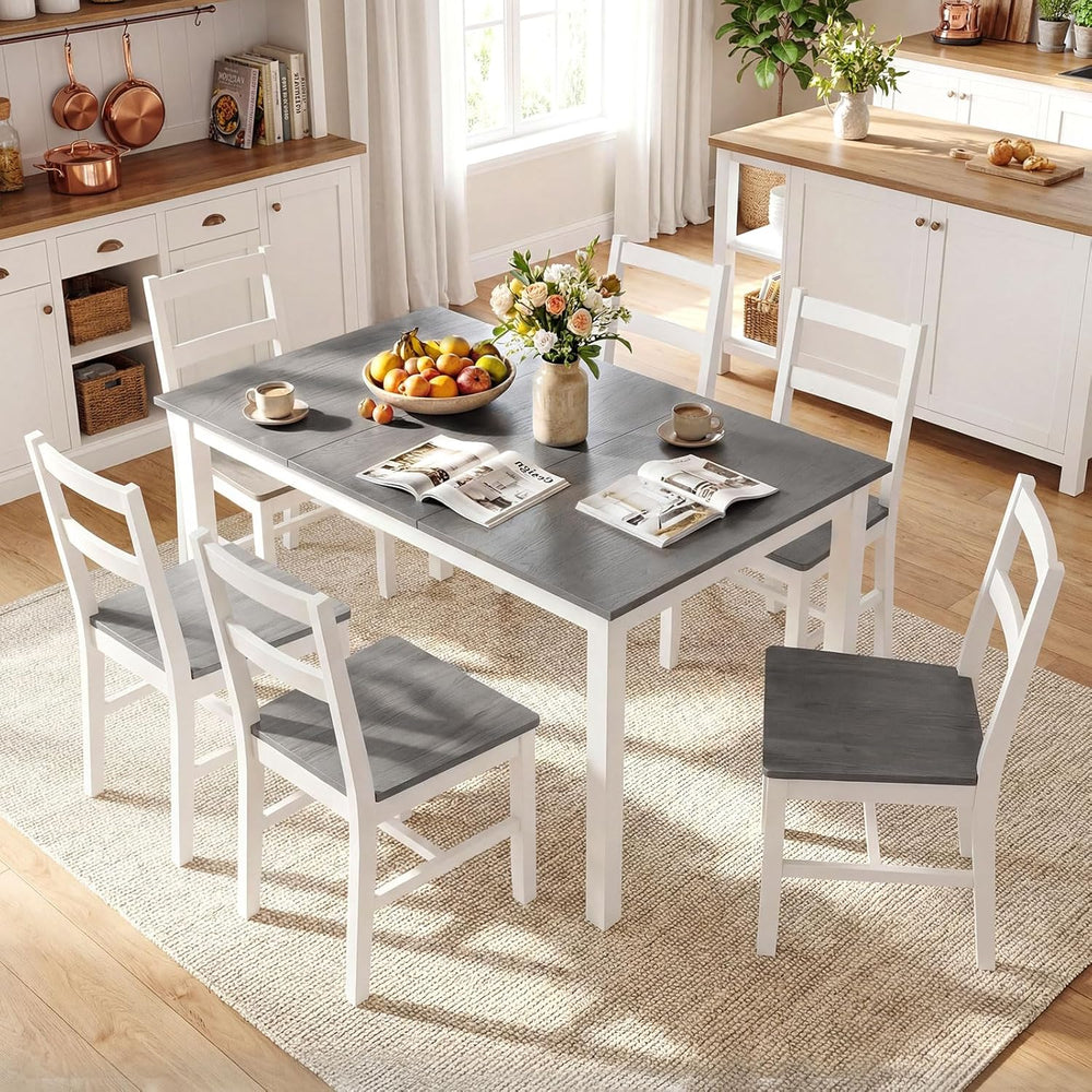 Giantex Dining Table for 4-6, 60" Rectangular Kitchen Table with Solid R...