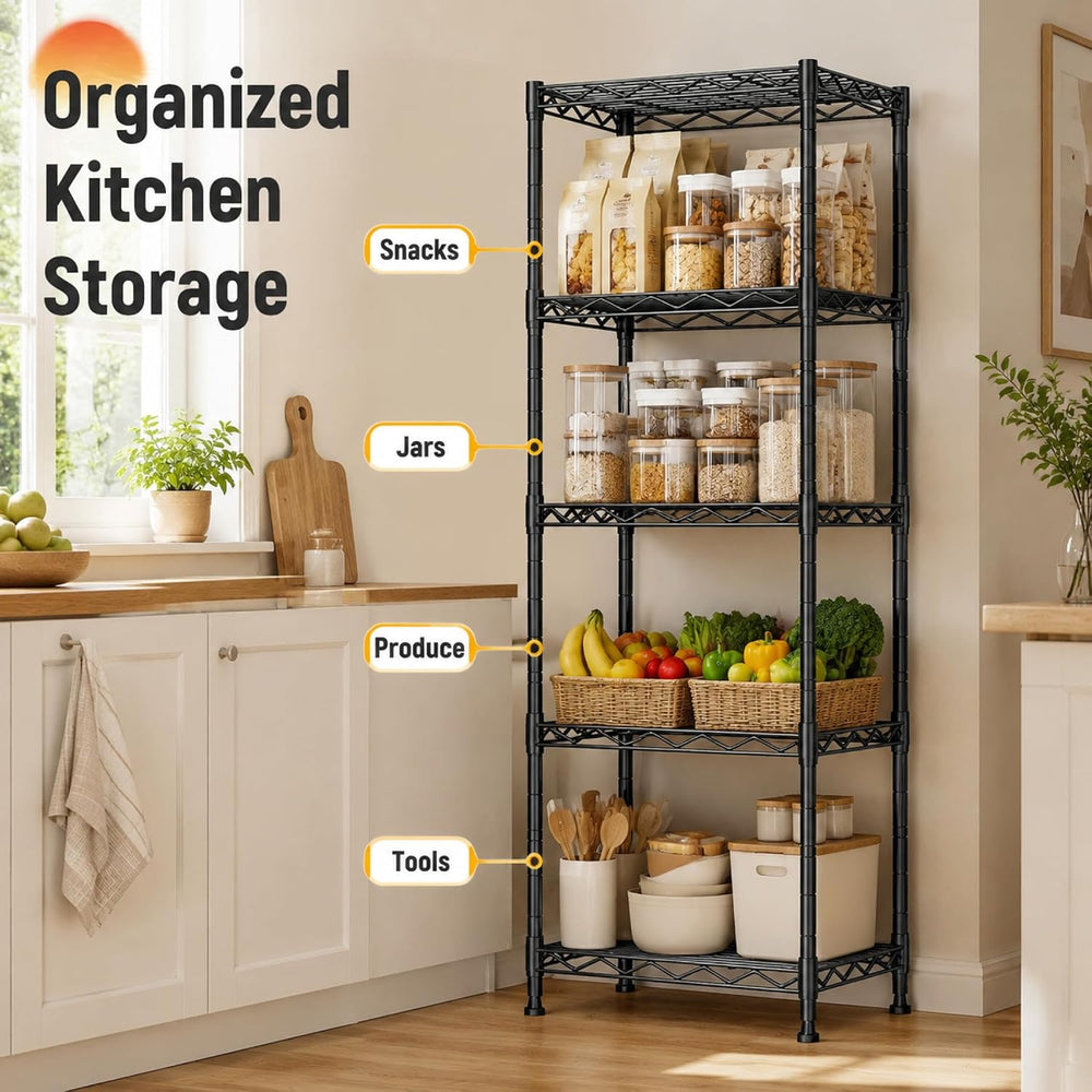 GRANNY SAYS 5-Tier Narrow Storage Shelves for Small Spaces – 15.8" W Met...