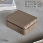 TAWBURY Watch Case - 3 Slot Portable Watch Storage Box for Home & Travel with Extra Wide Pillows for Large Watches and Compartment for Accessory Storage (Taupe)
