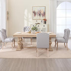 Upholstered Dining Chairs Set of 4 for Kitchen and Dining Room Farmhouse Fabric Tufted Accent Chairs for Living Room and Bedroom with Wooden Legs, Grey