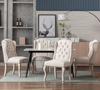 Upholstered Dining Chairs Set of 2 for Kitchen and Dining Room Farmhouse Fabric Tufted Accent Chairs for Living Room and Bedroom with Wooden Legs, Cream