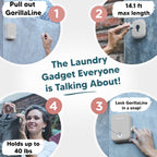 GorillaLine Retractable Clothesline, Indoor and Outdoor, Heavy Duty Wall Mounted Laundry Line, Space Saving Drying Rack for Towels, Sheets and Clothing, Stainless Steel, for Bathroom, Balcony or RV