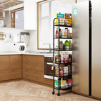 Slim Rolling Storage Cart with Wheels, Metal 6 Tier Mobile Shelving Unit Organizer Kitchen Utility Cart for Office Bathroom Kitchen Laundry Room Narrow Places (6inches)