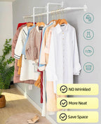 Industrial Clothing Racks Garment Racks, Wall Mounted Pipes Clothes Racks with Four Hanging Rods, Heavy Duty Garment Racks, Industrial Steampunk Closet Organizer Hall Tree (Metal Pipes-White)